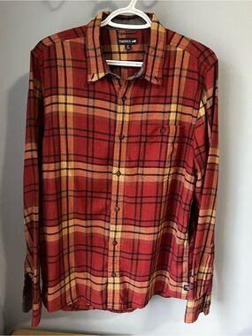 Toad&Co Red and Yellow Plaid Long-Sleeve Button-Up Shirt